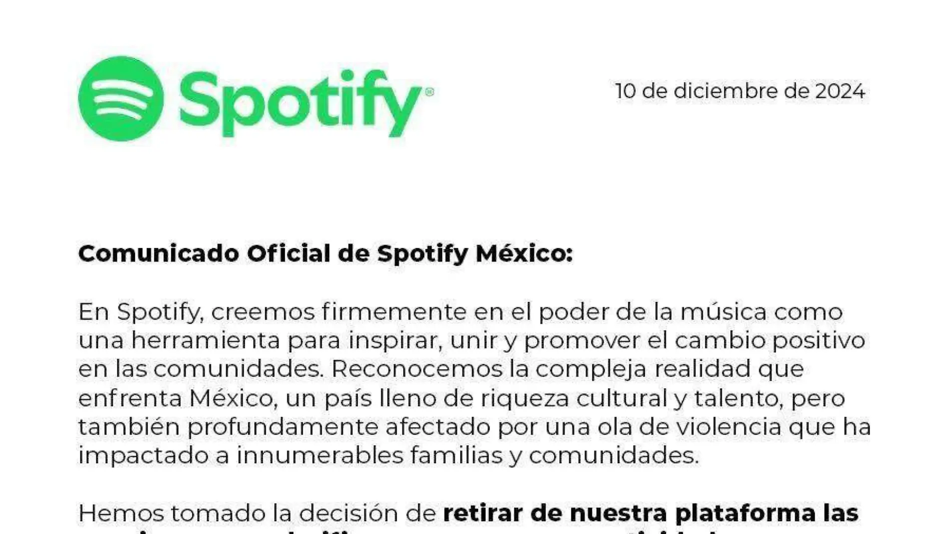 comunicado spotify